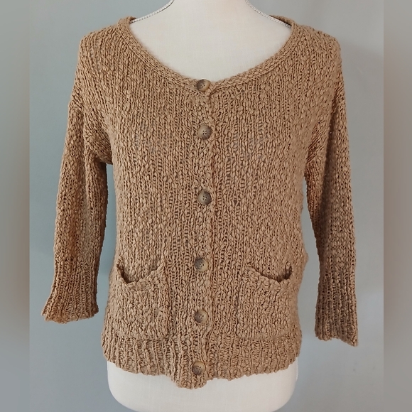 Zara Sweaters - Zara Knit Button Front Tan Cardigan Sweater